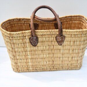 Morroccan French Style Market basket Sturdy Leather